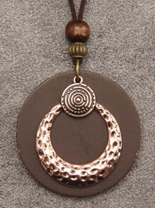 1 Vòng Cổ Mặt Dây Chuyền Hình Học Bằng Gỗ Thời Trang Cho Phụ Nữ Cho Cuộc Sống Hàng Ngày - màu nâu - Xem 1