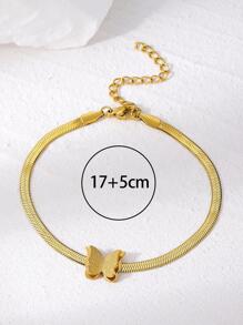 Elegant Stainless Steel Double-Layer Butterfly Bracelet, Minimalist Versatile Jewelry Accessory For Women, Suitable For Daily Wear And Parties, A Great Gift For Friends - Yellow Gold - View 8