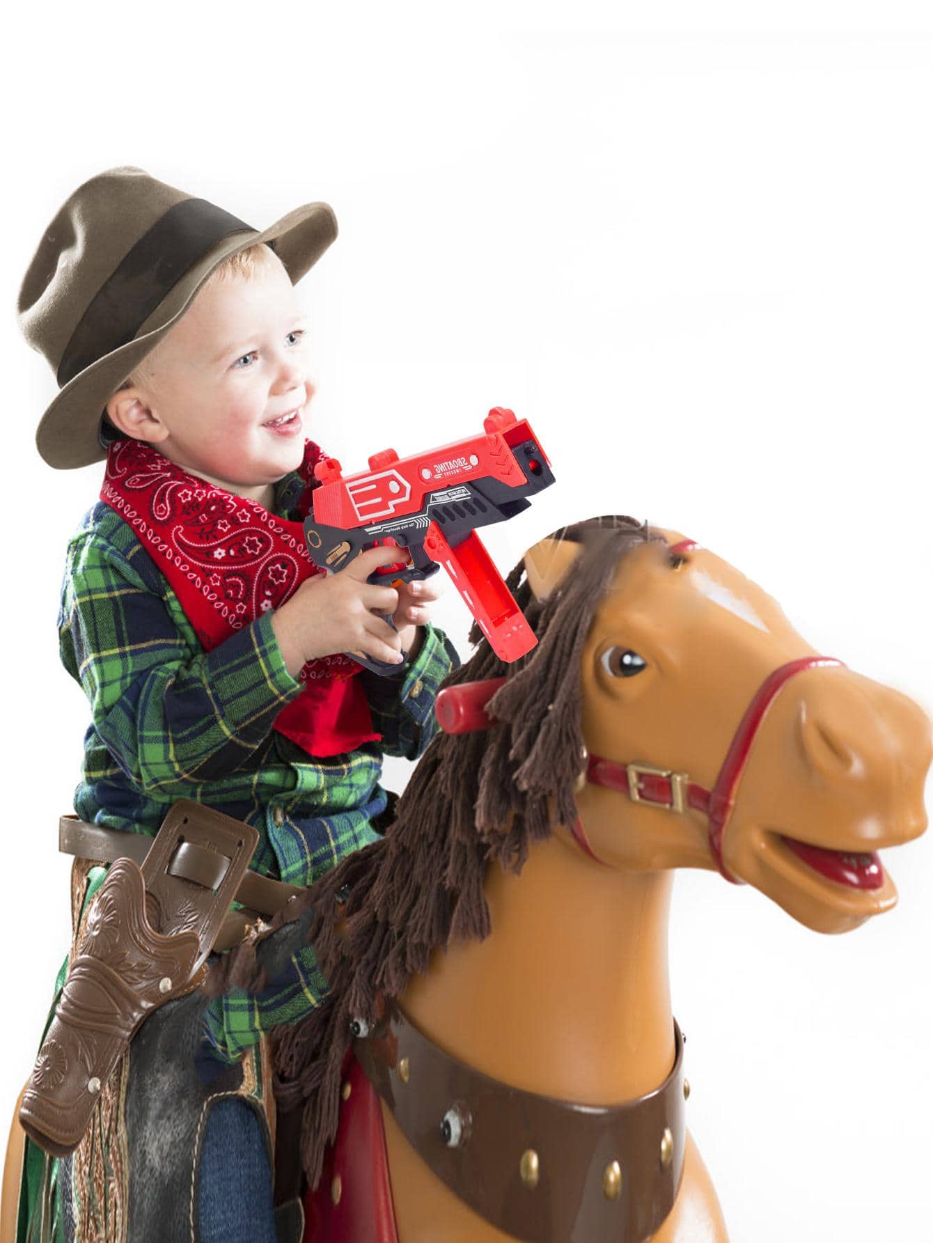 1入組ABS橡皮筋玩具槍，現代超長射程兒童橡皮筋玩具槍 - 紅色 - 查看 1