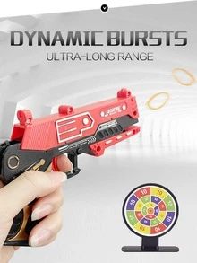 1入組ABS橡皮筋玩具槍，現代超長射程兒童橡皮筋玩具槍 - 紅色 - 查看 2