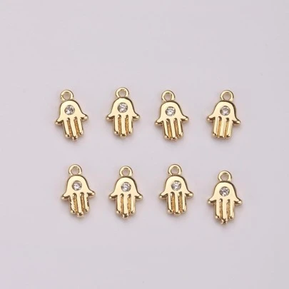 8 件迷你棕榈形水钻装饰 DIY 珠宝吊坠，适用于手链、耳环、腰链