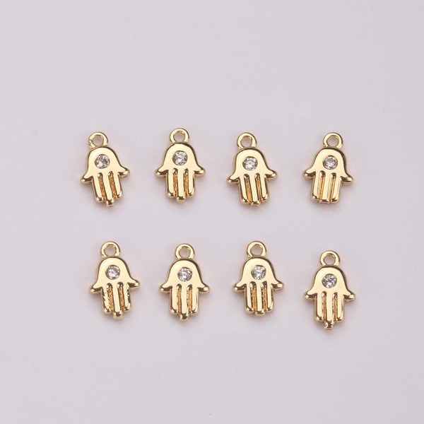 8 قطع زخرفة بشكل كف مرصعة بالراين ستون للمجوهرات DIY قلادة، للسوار والأقراط وسلسلة الخصر