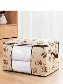 1入組卡通熊圖案收納可愛無紡布織物壁櫥儲物袋 - 米色 - 查看 4