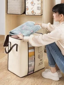 1入組卡通熊圖案收納可愛無紡布織物壁櫥儲物袋 - 米色 - 查看 5