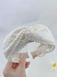 1件装女士仿珍珠装饰时尚发箍，优雅发饰，发箍，发圈，发饰，头饰 - 白色 - 查看 3