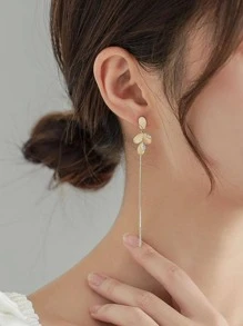 Bông tai chuỗi trang trí hoa - Vàng - Xem 4