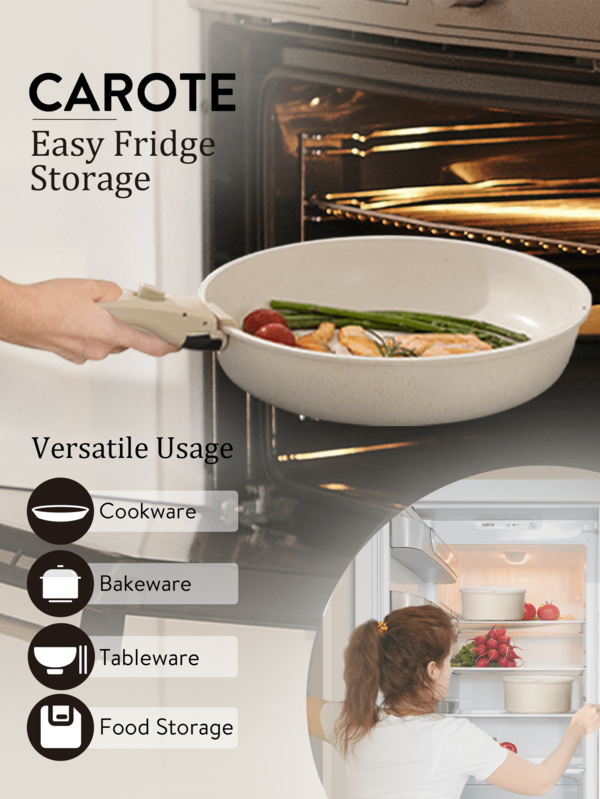 CAROTE 11pcs Detachable Handle Nonstick Cookware Set, Oven Safe Pots and Pans Set, Induction