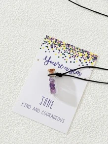1入組時尚石頭裝飾許愿瓶吊墜項鍊適合女士適用於禮品 - 紫色 - 查看 2