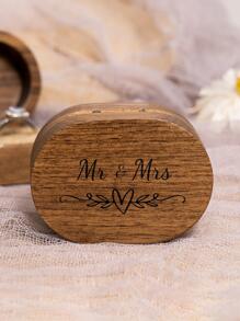 1 件椭圆形木制戒指盒，适合婚礼求婚，阳光旅行，酷炫返校 - 棕色 - 查看 2