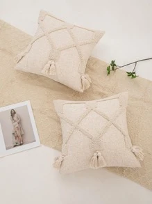 1 pieza Funda de almohada de terciopelo geométrica, sin incluir el relleno de la almohada - Beis - Ver 2