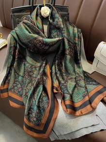 Paisley Print Scarf - Brown - View 1