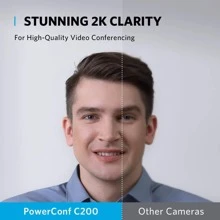 Anker PowerConf C200 2K Webcam With Microphone for Laptop, Computer Camera, Web Camera with AI-Noise Canceling Mics, Stereo Mics, Adjustable Field of View, Low-Light Correction, Built-In Privacy Cover - Black - View 3