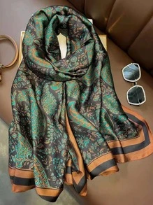 Paisley Print Scarf - Brown - View 2