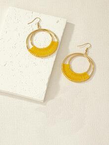 1 đôi bông tai hình tròn hợp kim sắt thời trang dành cho nữ cho cuộc sống hàng ngày - Màu vàng - Xem 4