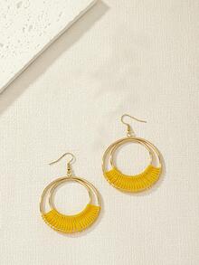 1 đôi bông tai hình tròn hợp kim sắt thời trang dành cho nữ cho cuộc sống hàng ngày - Màu vàng - Xem 3