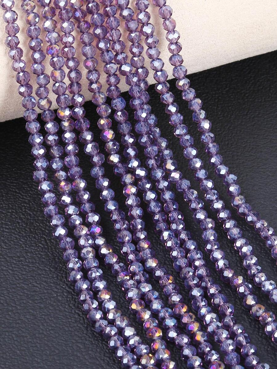 10 Dây Khoảng 1200 4 Mm Mặt Pha Lê Hạt Thủy Tinh Cho Vòng Tay Nữ Bông Tai Vòng Cổ Chiếu Trúc Hạt Trang Sức Làm phụ Kiện - Màu tím - Xem 1