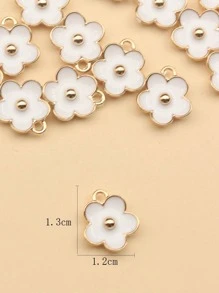 20入組/套時尚白色花朵形狀吊墜耳環項鍊珠寶製作 - 白色 - 查看 3