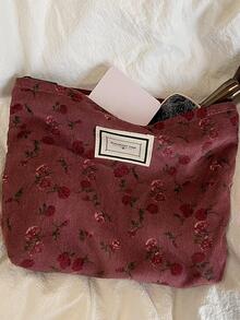 1 Túi Trang Điểm Hoa Vintage Túi Trang Điểm Lớn Dây Kéo Túi Đựng Mỹ Phẩm Cho Ví Du Lịch Túi Đựng Mỹ Phẩm Dễ Thương Cho Nữ Túi Vệ Sinh Di Động - Đỏ - Xem 1