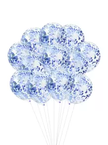 12 quả bóng trang trí sequin, bóng bay cao su màu xanh kim loại cho bữa tiệc, - Màu xanh lam - Xem 2