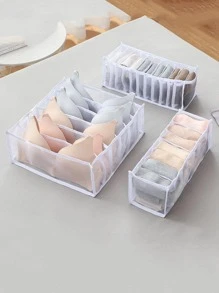 1pc Foldable Underwear Storage Box - White - View 1