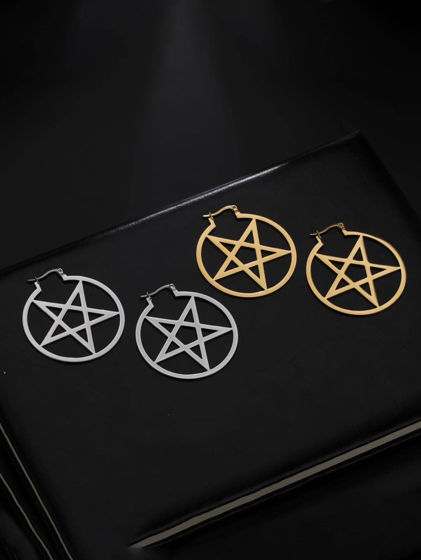 1 Đôi Thép Không Gỉ Thời Trang Rỗng Ra Ngôi Sao Trang Trí Đôi Khuyên Tai Vòng Cho Nữ Cho Cuộc Sống Hàng Ngày - Bạc - Xem 1