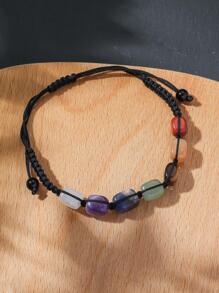 1入組時尚珠子裝飾細繩手鏈適合女士適用於禮品 - 彩色 - 查看 2