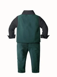 小男童前蝴蝶結襯衫和夾克背心和褲子 - 彩色 - 查看 2