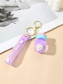 1入組女士隨機翅膀和字母圖案貓和瓶子裝飾可愛鑰匙圈適用於禮品 - 紫色 - 查看 3