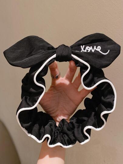 1件装女士字母刺绣蝴蝶结装饰可爱发带，适合日常、健身、情人节等场合，可作头巾、吸汗带、发箍、秋冬季女士发饰、度假装扮、优雅围巾、女士头巾