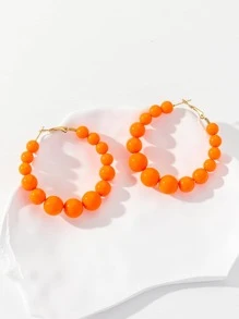 1 Par Pendientes De Acrílico Monocromático Para Mujeres Con Colgante De Cuentas - Naranja - Ver 2