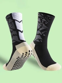 FLSHMCEN 1 Gói tất bóng đá và bao chân bóng đá cho nam, bao chân chống trượt cho bóng rổ, bóng đá, thể thao - màu đen - Xem 2