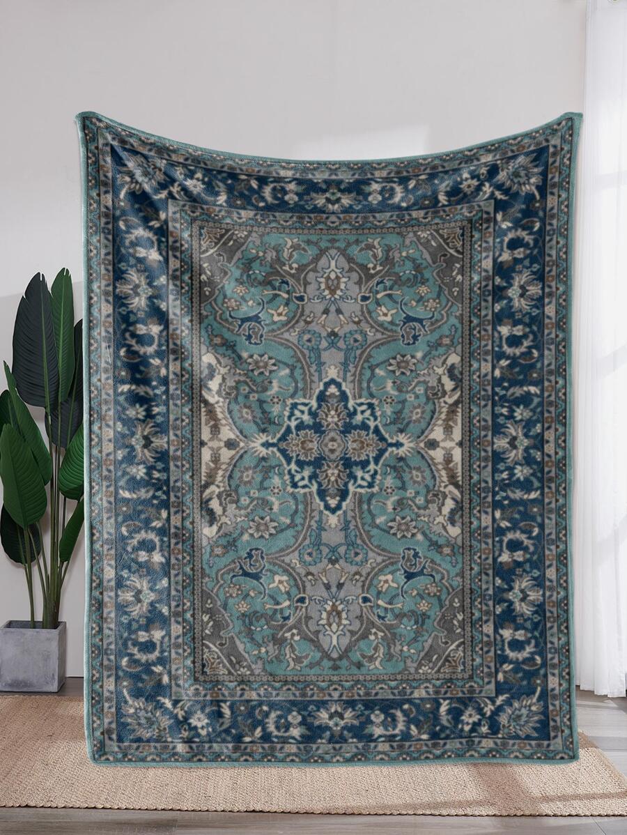 1 Chăn Họa Tiết Hoa, Màu Vintage Dày Mềm Ném Chăn Cho Gia Đình - Nhiều màu - Xem 1