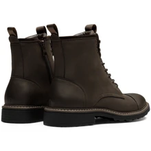 SHOESMALL Men's Fashion Waterproof Motorcycle Boots Zipper Casual Boots Chukka PU Leather Brown Boots - 鏽棕色 - 查看 6