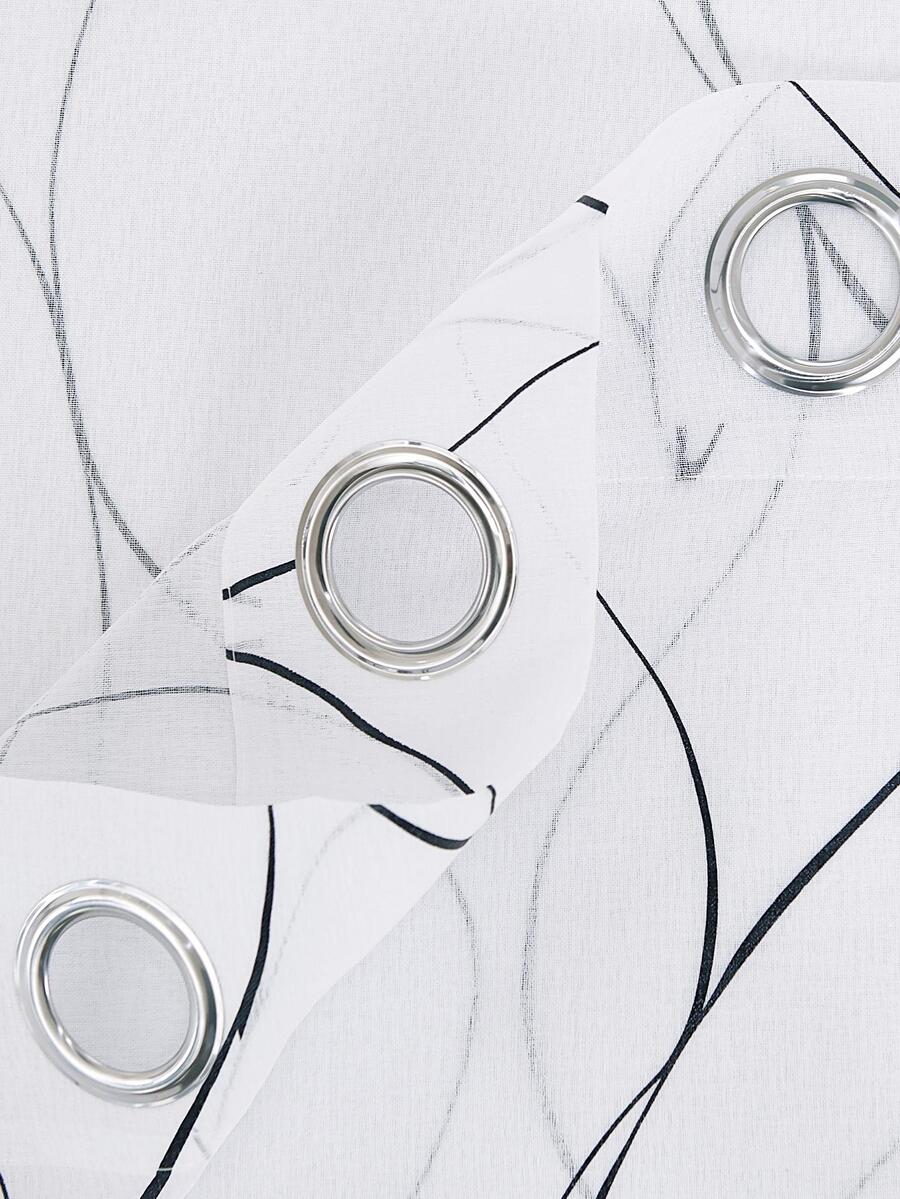 2 Pcs Sheer Voile Line Grommet Curtain Pair SHEIN USA