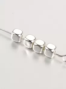 100pcs/pack Minimalist Square Bead DIY Jewelry Accessory For DIY Necklace Bracelet Earrings Jewelry Making - Silver - View 3