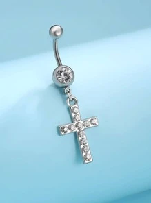 Máy Tính Ngộ Nghĩnh Hợp Kim Kẽm Đính Đá Cubic Zirconia Chữ Thập Trang Trí Rốn Bụng Nhẫn Cho Nữ Trang Trí Hàng Ngày - Bạc - Xem 4