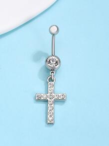 Máy Tính Ngộ Nghĩnh Hợp Kim Kẽm Đính Đá Cubic Zirconia Chữ Thập Trang Trí Rốn Bụng Nhẫn Cho Nữ Trang Trí Hàng Ngày - Bạc - Xem 3