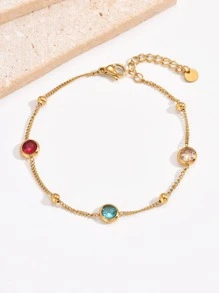 水鑽裝飾手鏈 - 金黃色 - 查看 1