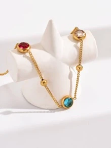 水鑽裝飾手鏈 - 金黃色 - 查看 2