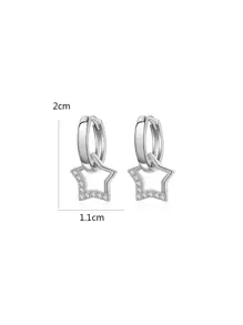 1pair Fashion Stainless Steel Star Drop Earrings For Women For Daily Decoration