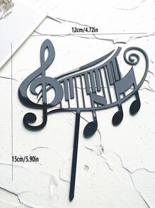 1 pieza Decoración superior detorta nota musical en forma de pastel negro hueco PMMA para fiesta - Negro - Ver 2