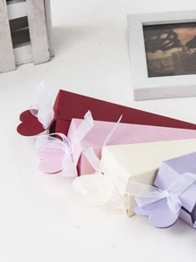 6入組素色禮品酒紅色紙糖果盒適合婚禮 - 酒紅色 - 查看 2