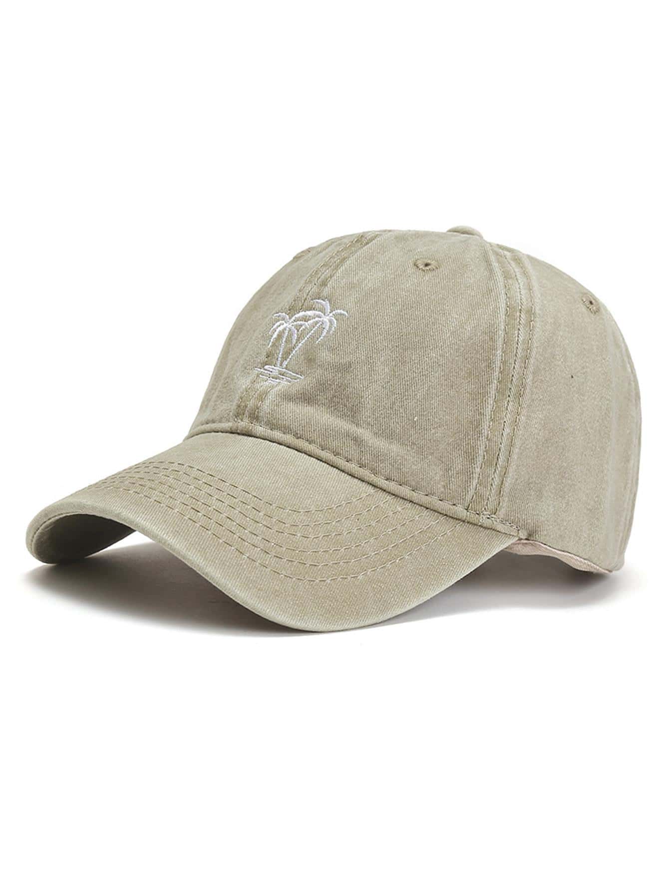 Women Palm Tree Embroidered Adjustable Casual Baseball Cap For Outdoor - Beige - View 1