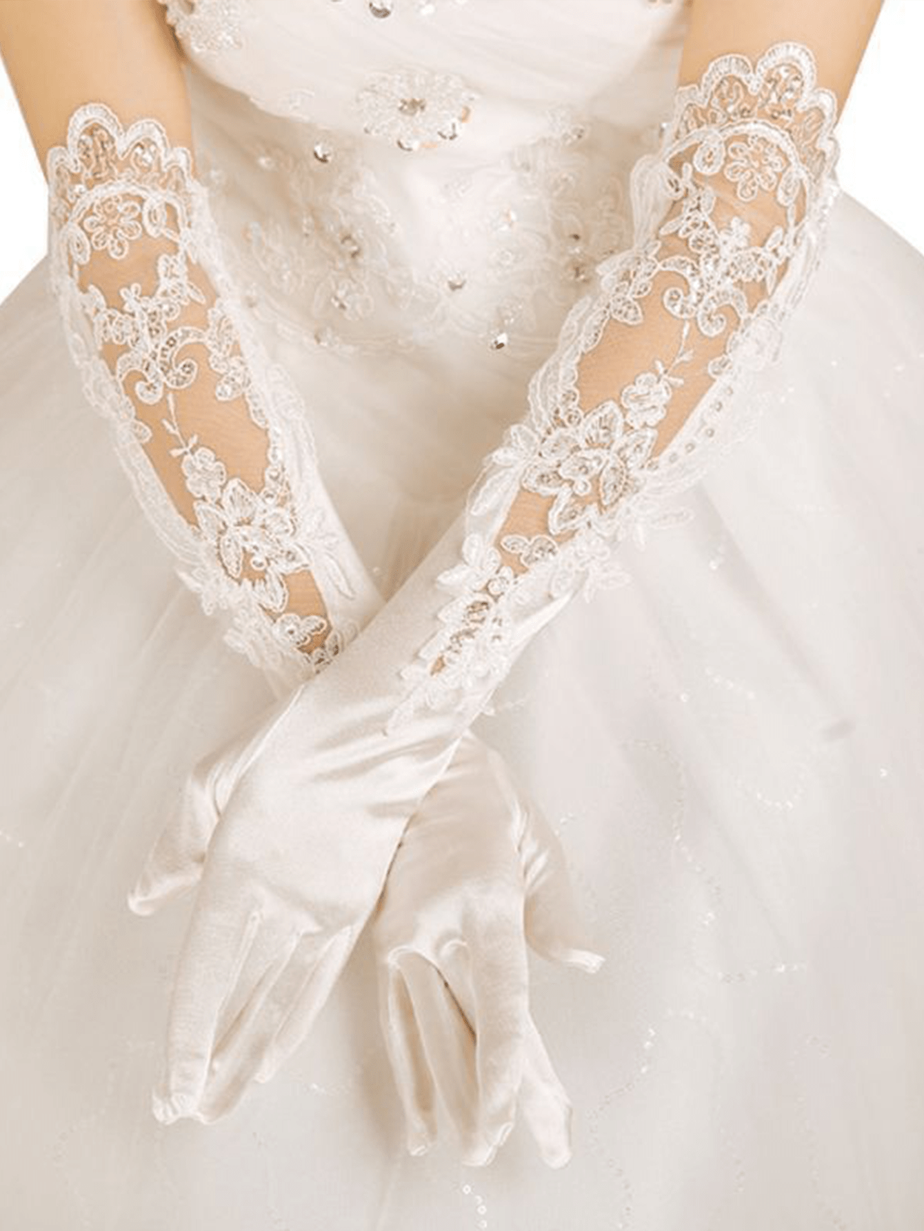 Floral Embroidery Long Gloves SHEIN USA