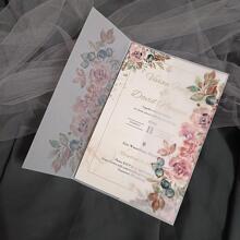 10Sets Blank Vellum Wrap Wedding Invitation Card Set With Pearl Rhinestone And White Envelope - Multicolor - View 5