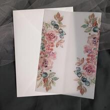 10Sets Blank Vellum Wrap Wedding Invitation Card Set With Pearl Rhinestone And White Envelope - Multicolor - View 4
