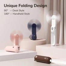 JISULIFE HandHeld  Fan, 3 IN 1 Portable Mini Fan, USB Rechargeable Small Fan, Battery Operated Fan [14-21 Working Hours] With Power Bank, Flashlight Feature For Women, Travel, Outdoor - Hồng - Xem 6