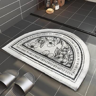 花卉與字母圖案地毯，北歐風格丙烯酸絨毯，適用於家居、房間裝飾