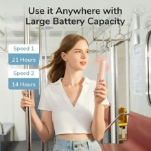 JISULIFE HandHeld  Fan, 3 IN 1 Portable Mini Fan, USB Rechargeable Small Fan, Battery Operated Fan [14-21 Working Hours] With Power Bank, Flashlight Feature For Women, Travel, Outdoor - Hồng - Xem 5