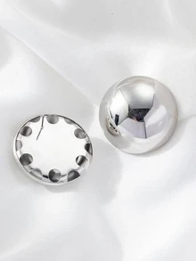 1雙時尚圓形耳釘適合女士日常裝飾 - 銀色 - 查看 3